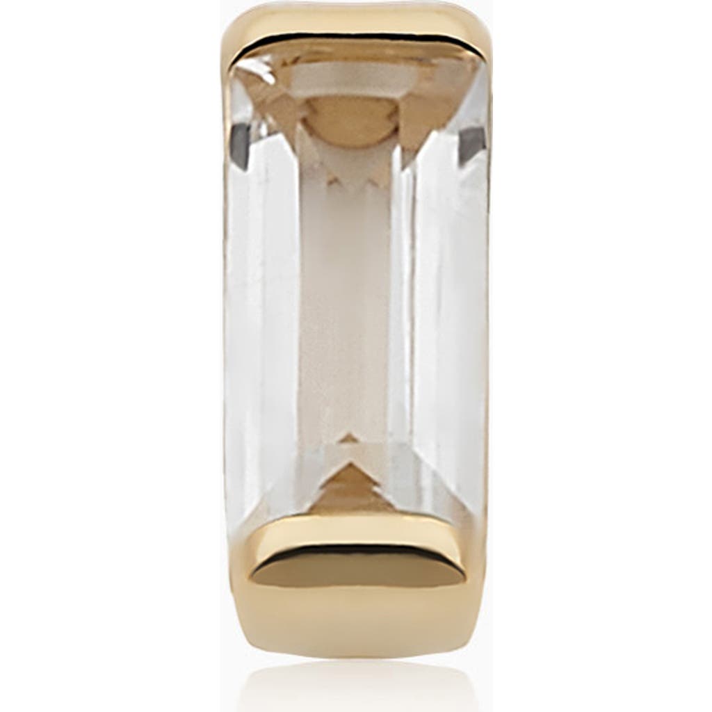Oradina 14k Gold Fresco Baguette Micro Single Stud In Yellow Gold - White Topaz