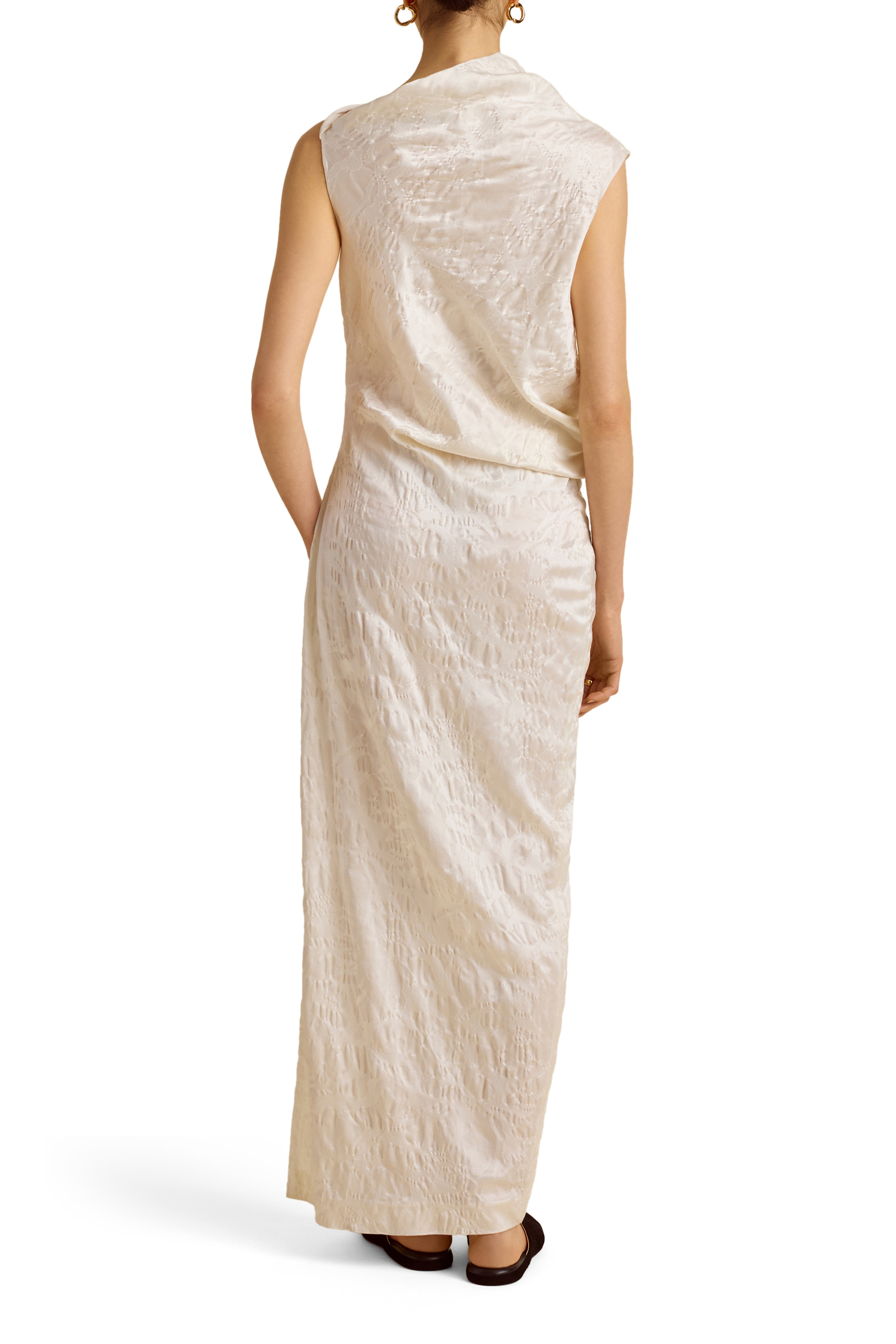 Column Dress w/ Asymmetric Drape - image 2