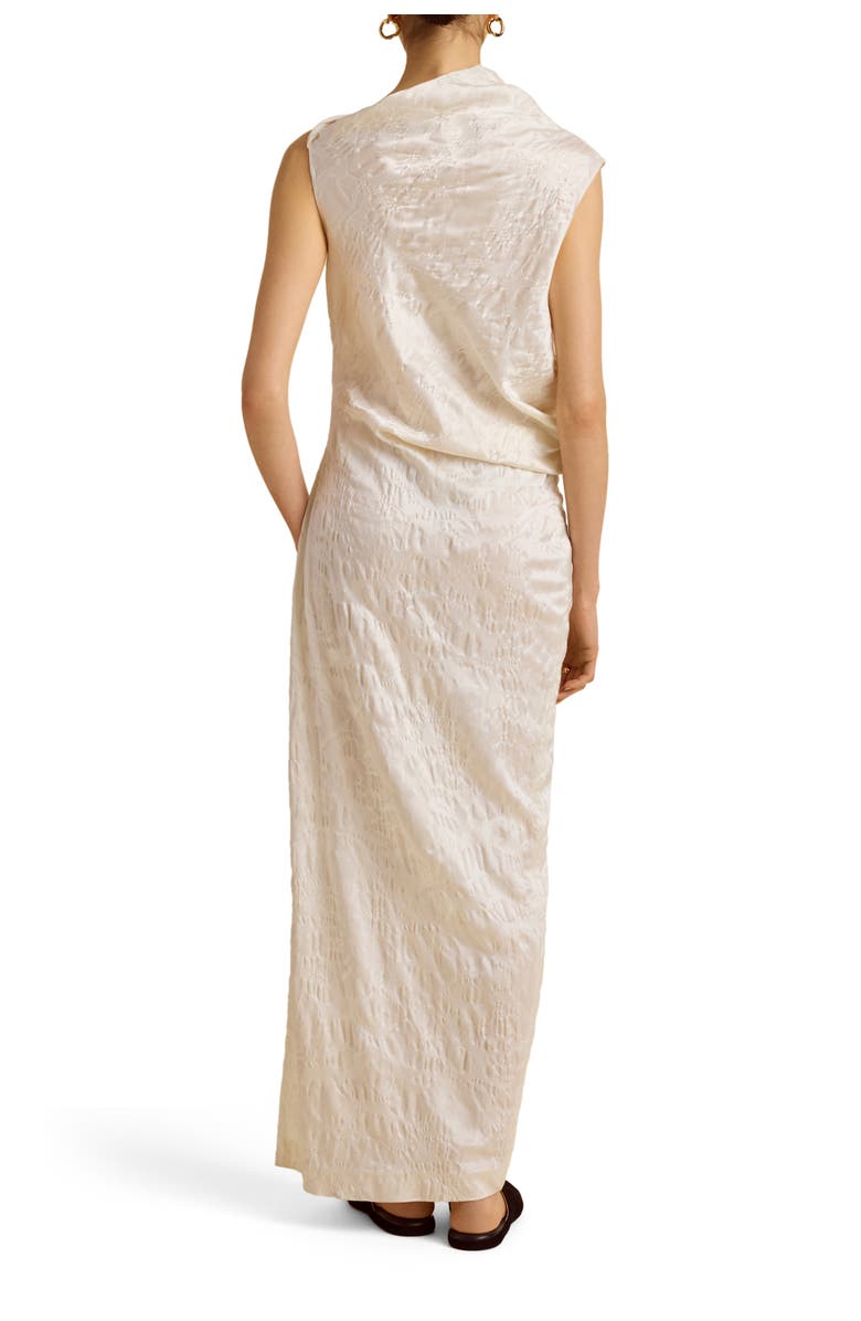 Marina Moscone Column Dress w/ Asymmetric Drape, Alternate, color, Ivory