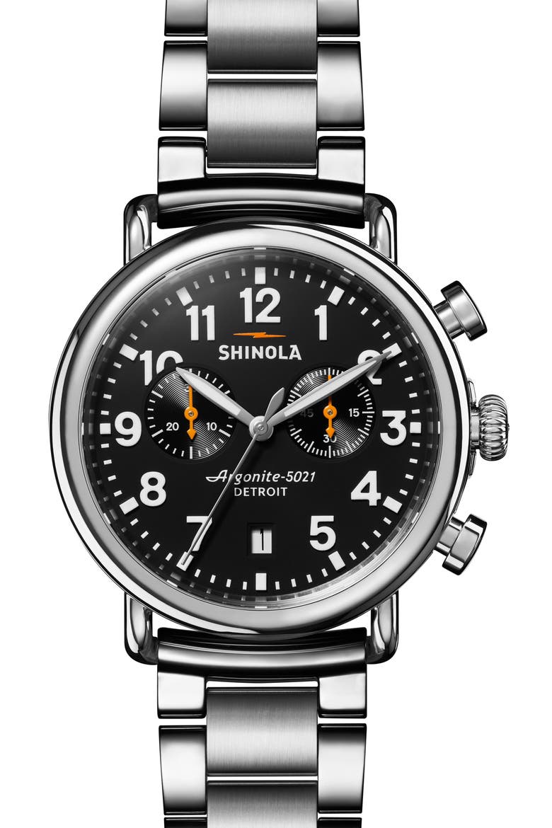Runwell Chronograph Bracelet Watch, 41mm, Main, color, BLACK