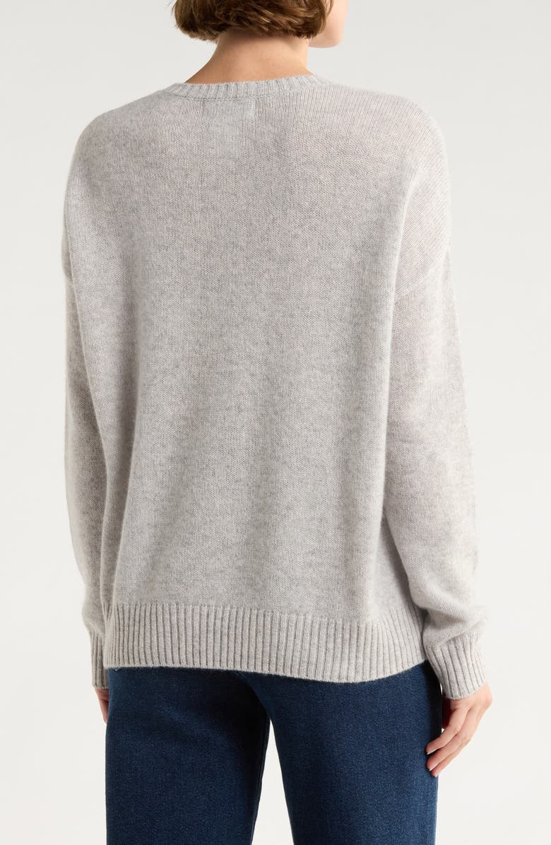 Magaschoni Paris Cashmere Sweater, Alternate, color, Grey Tint Heather/Red