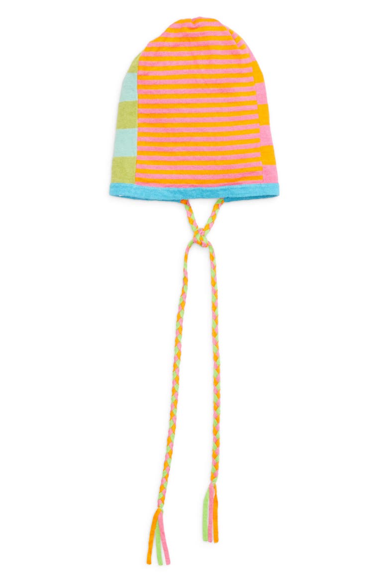 Patchwork Stripe Linen Blend Beanie, Main, color, CANDY/ ORANGE MULTI