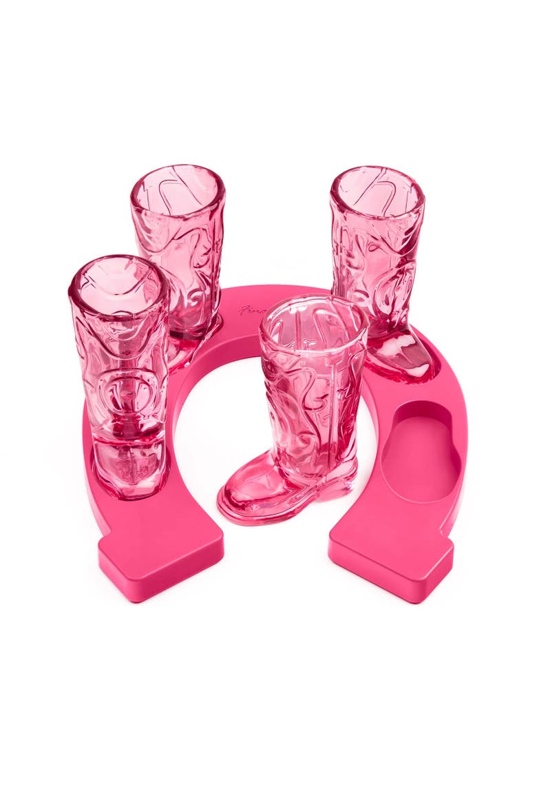 Wild West Cowboy Boot Shotglass Set, Main, color, Pink