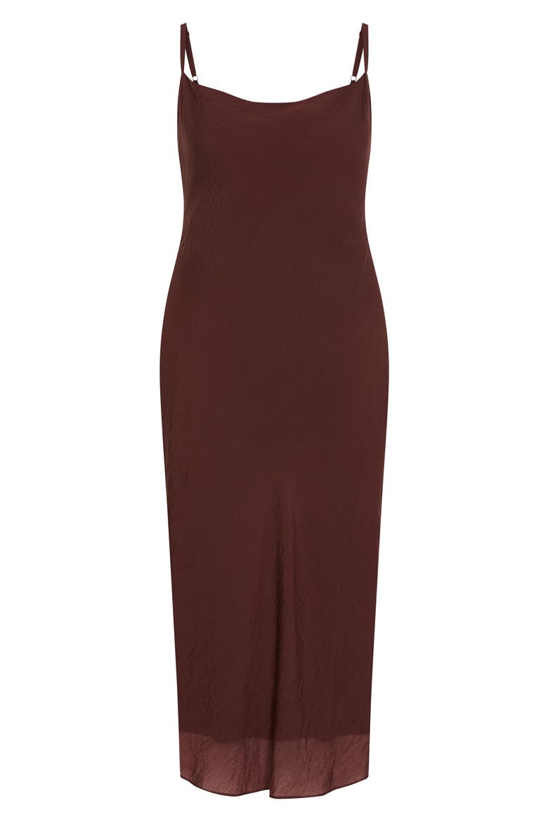 Kyra Crinkle Sateen Slipdress, Alternate, color, CHOCOLATE