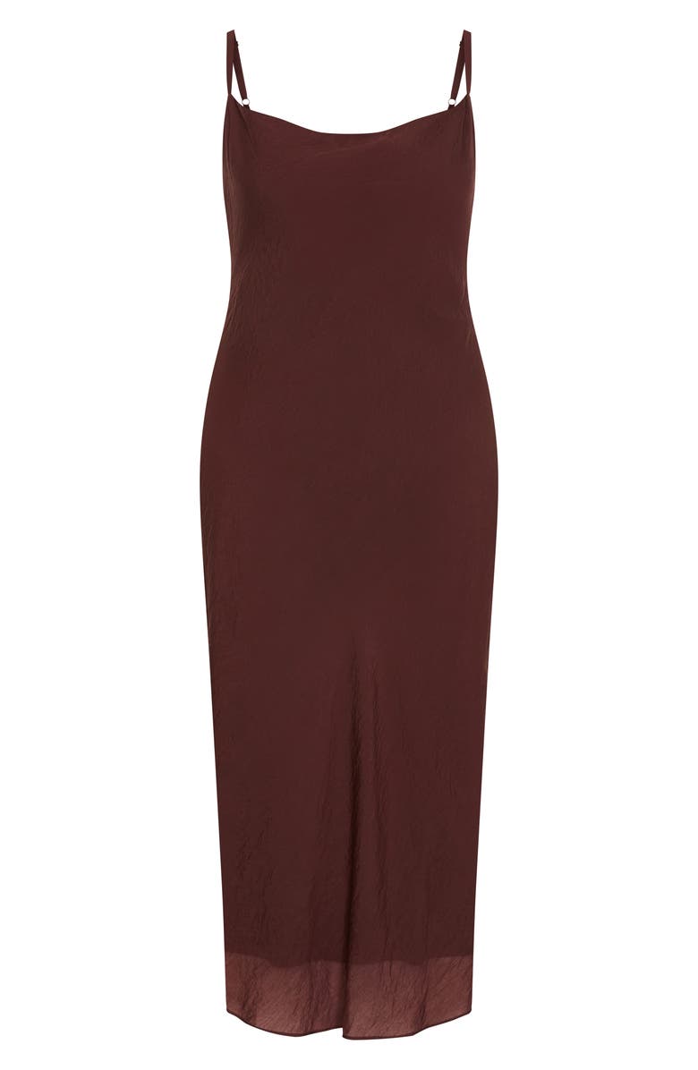 City Chic Kyra Crinkle Sateen Slipdress, Alternate, color, Chocolate