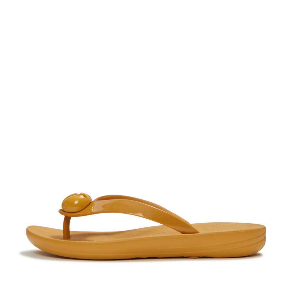 FitFlop Iqushion Glossy Flip-Flops, Alternate, color, Turmeric