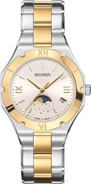Balmain Be Balmain Moonphase Two-Tone Bracelet Watch, 33mm