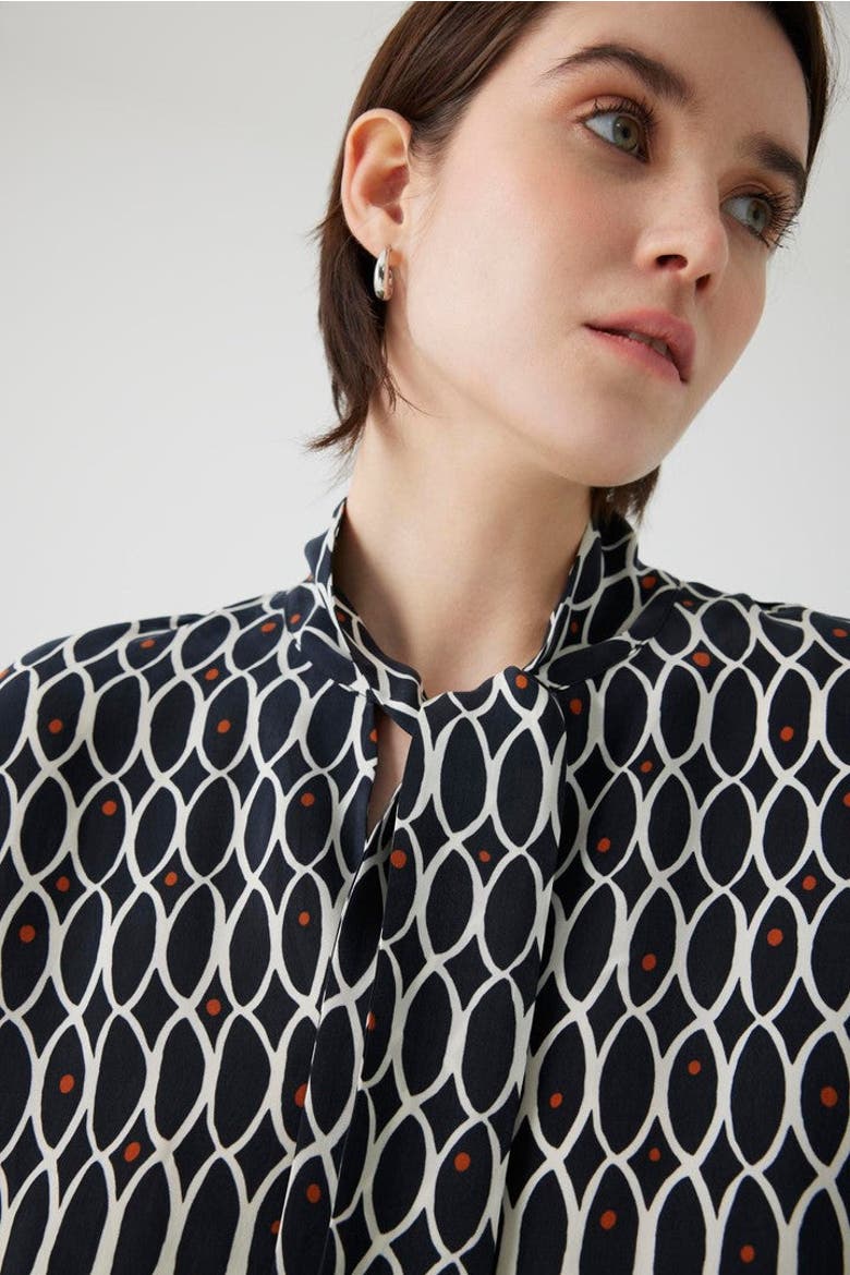 Annette Blouse, Alternate, color, Black Patterned