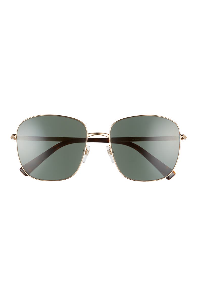 57mm Square Sunglasses, Main, color, GOLD/ GREEN