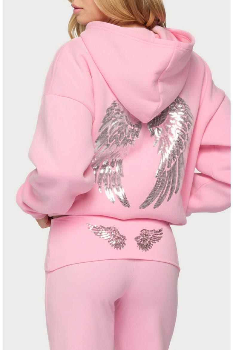 Angel Energy Sequin Hoodie, Main, color, PINK