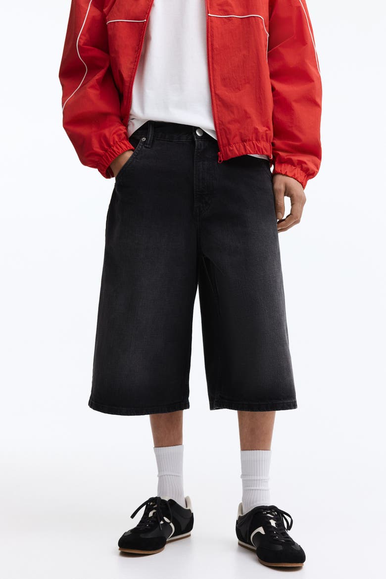 Baggy Denim Shorts, Alternate, color, Denim black