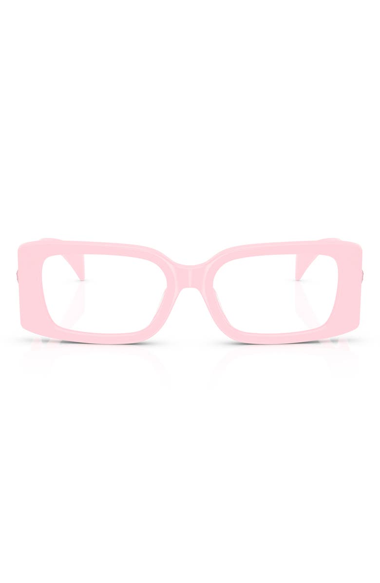 Versace 53mm Rectangular Optical Glasses, Main, color, Pink