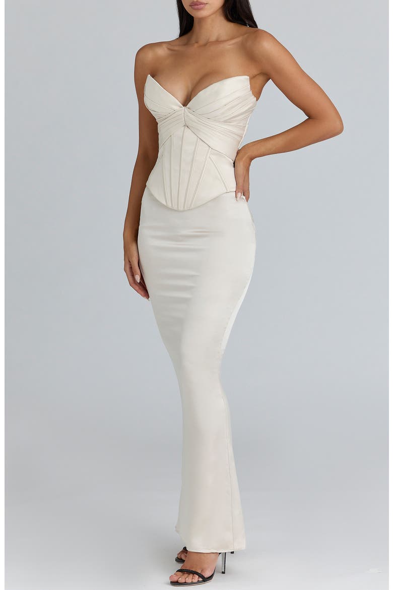 Eve Satin Strapless Corset Gown, Alternate, color, CREAM