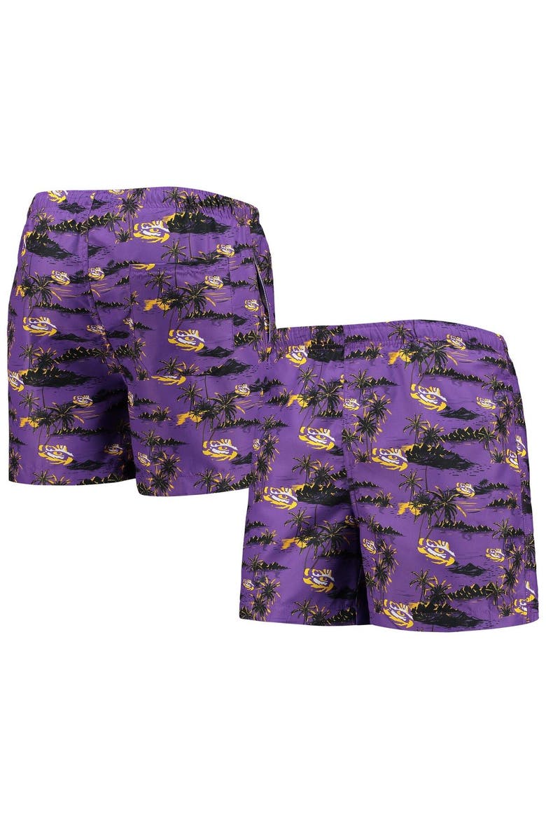 Men's FOCO Purple LSU Tigers Island Palm Swim Trunks, Main, color, Purple
