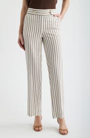 Anne Klein Stripe High Waist Straight Leg Pants