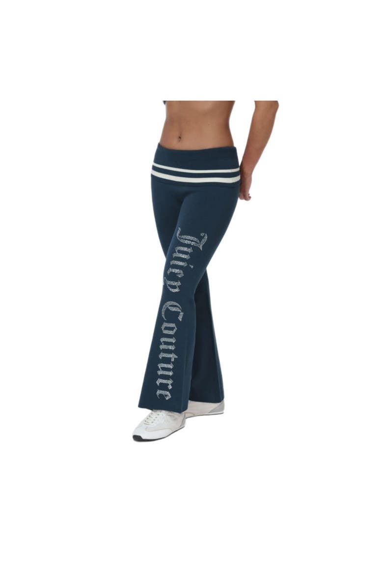 Foldover Flare Knit Pants, Alternate, color, REGAL BLUE