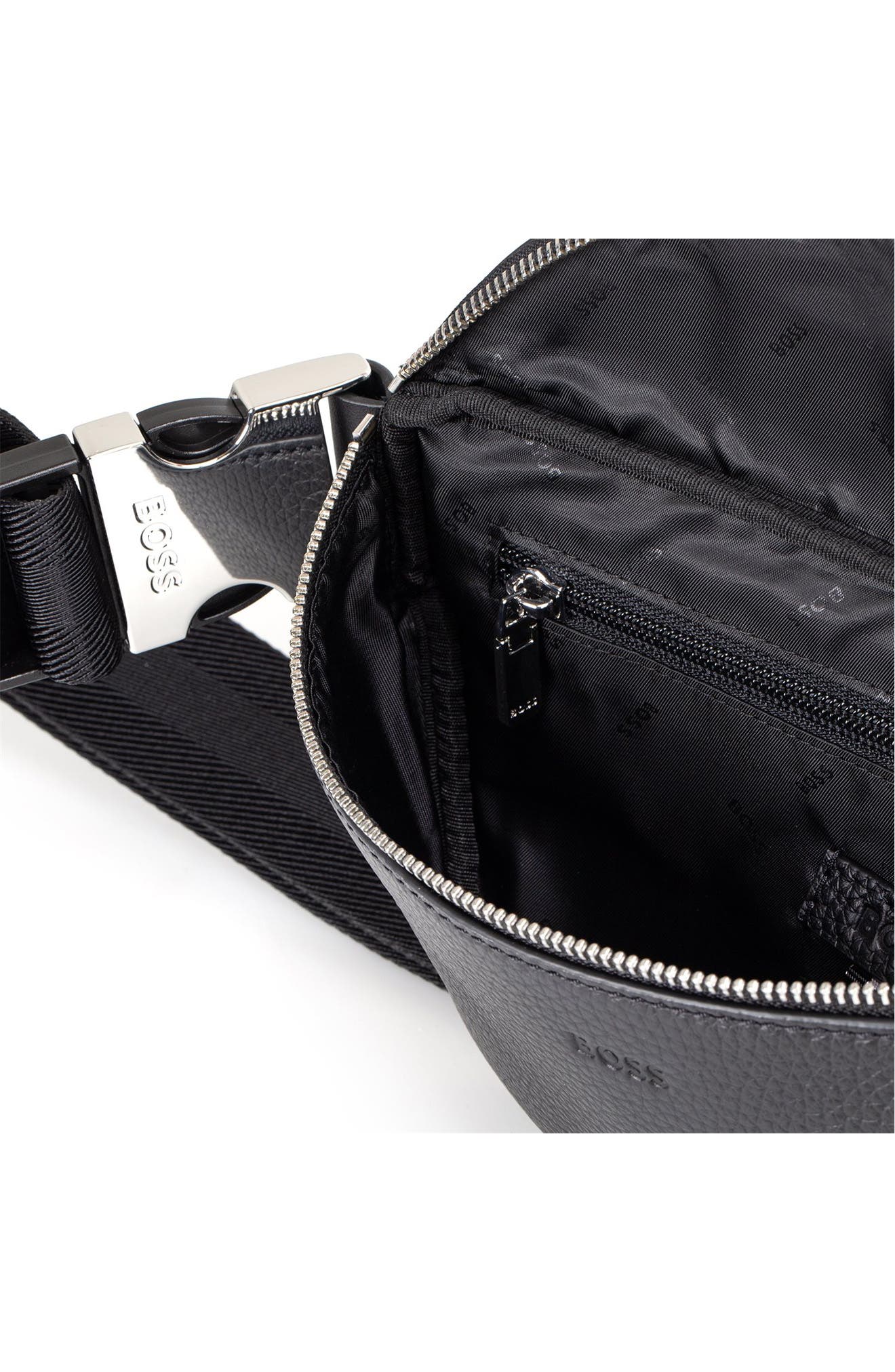 HUGO New Crosstown Leather Belt Bag, Alternate, color, Black