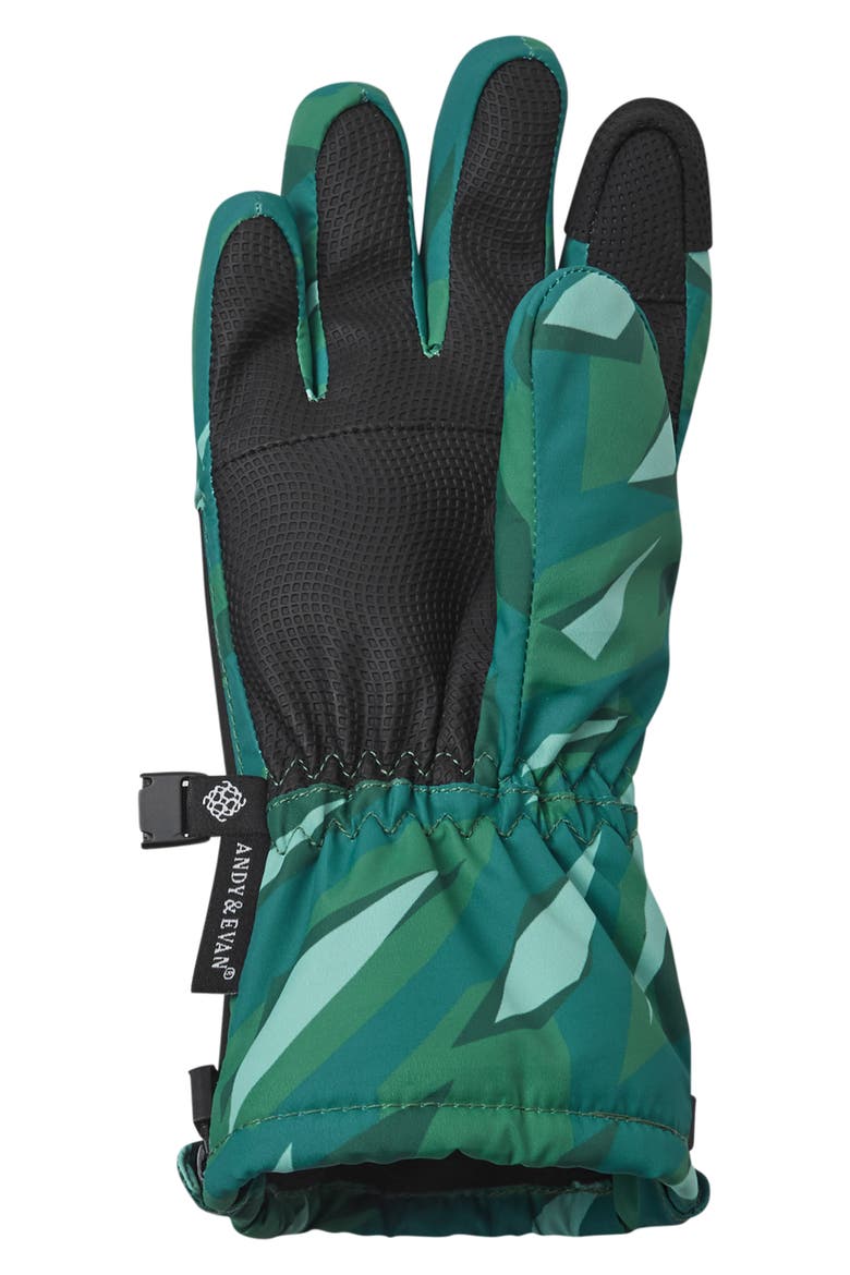 Kids' Camo Print Zip Gloves, Alternate, color, GREEN CAMO