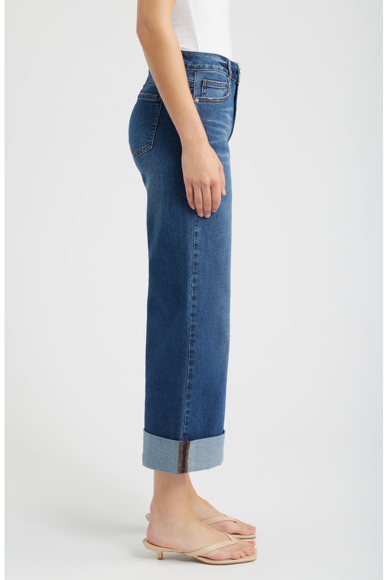 High Waist Rolled Cuff Wide Leg Jeans, Alternate, color, TUSCON
