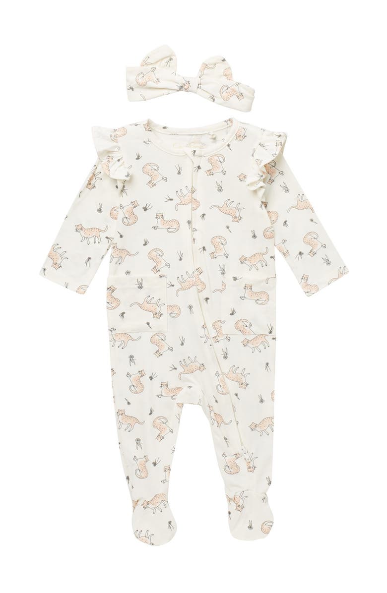 Jessica Simpson Patterned Footie & Headband, Main, color, 