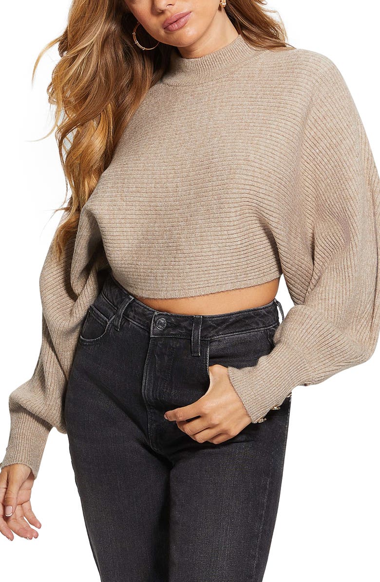 GUESS Crossback Mock Neck Sweater, Main, color, 