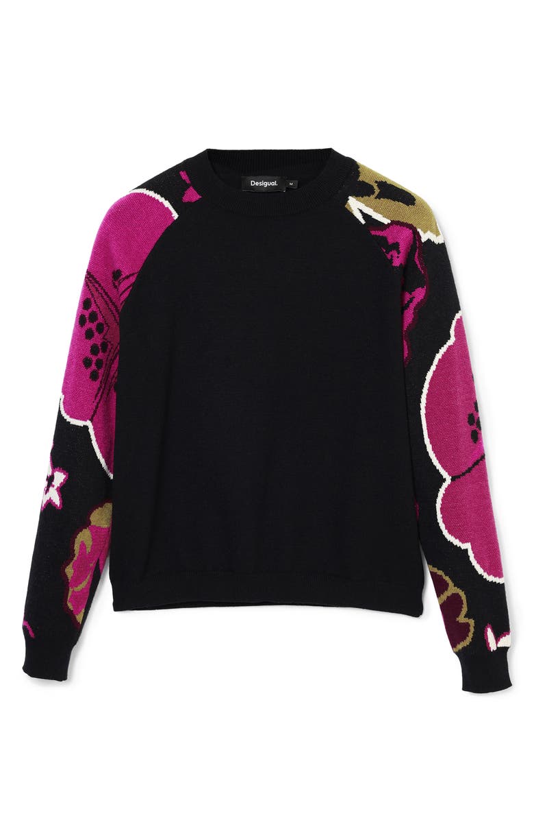 Desigual Barbie Colorblock Crewneck Sweater, Alternate, color, 