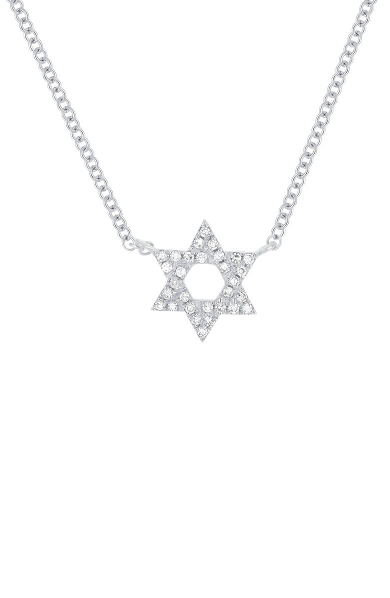 EF Collection Star of David Diamond Pavé Pendant Necklace, Main, color, 14K White Gold
