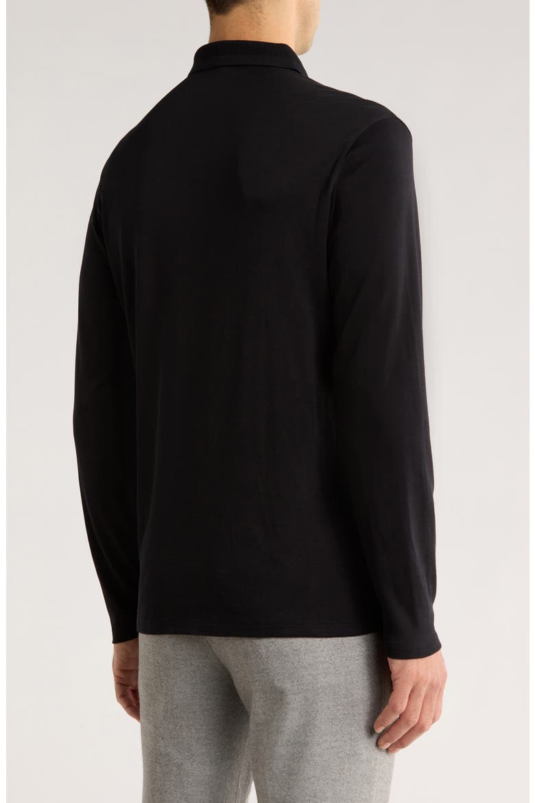 Georgia Long Sleeve Pima Cotton Polo, Alternate, color, BLACK