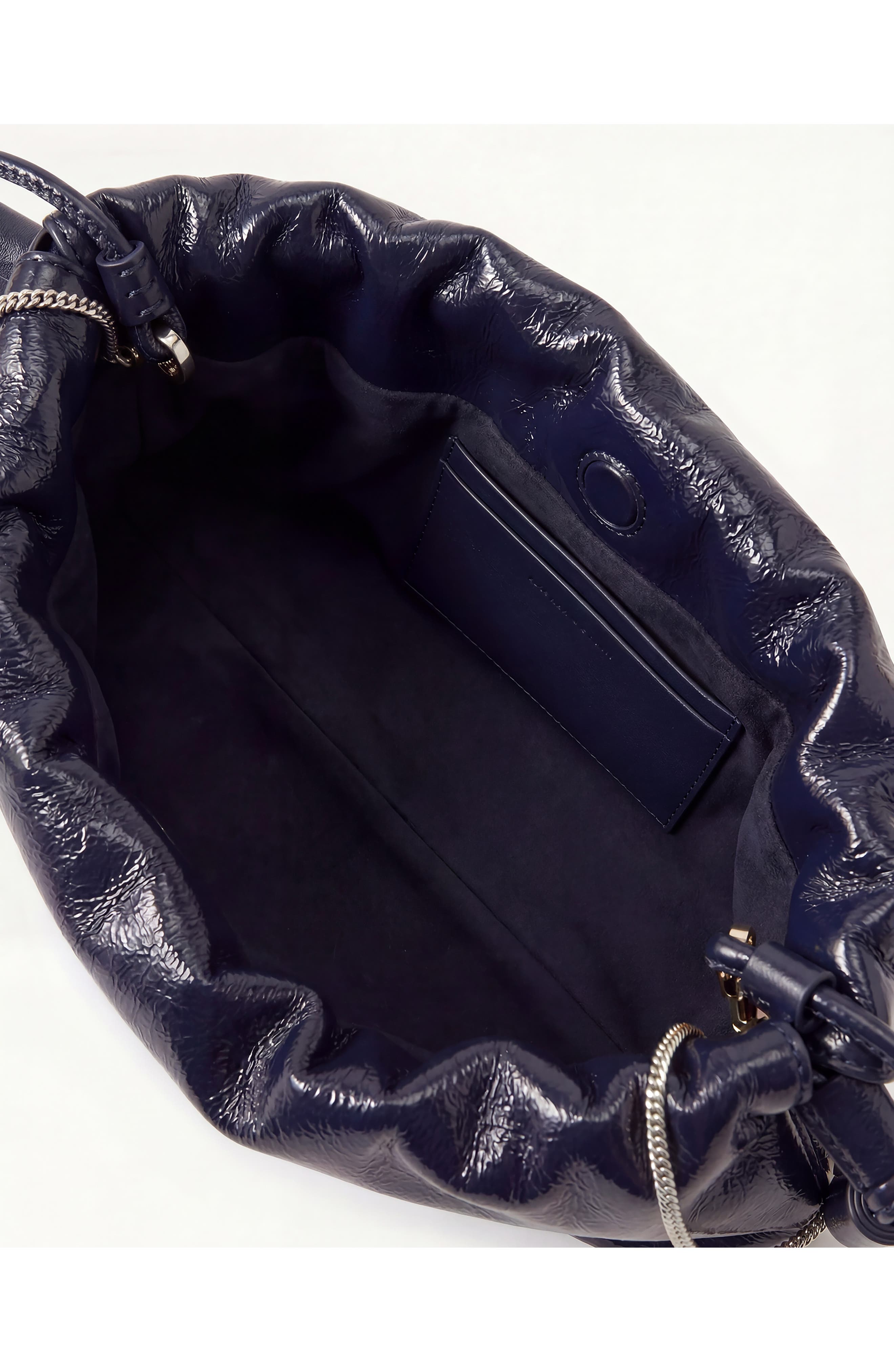 Veronica Beard Crinkle Leather Small Stash Bag, Alternate, color, Navy