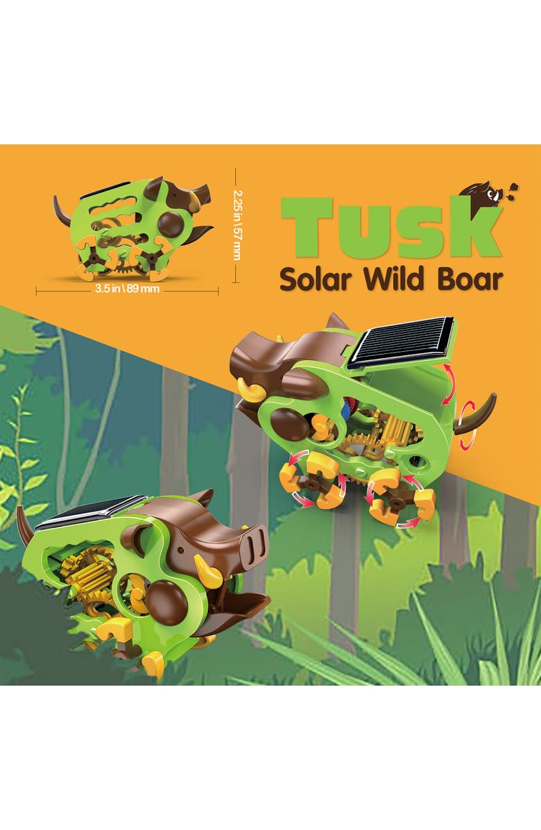 Teach Tech Tusk Wild Boar Solar Robot Crawler, Alternate, color, Multicolored