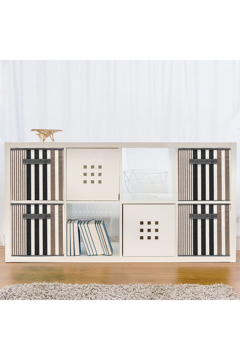 Foldable Storage Cube Basket Bin - Set of 6 - Black Line, Alternate, color, BLACK LINES