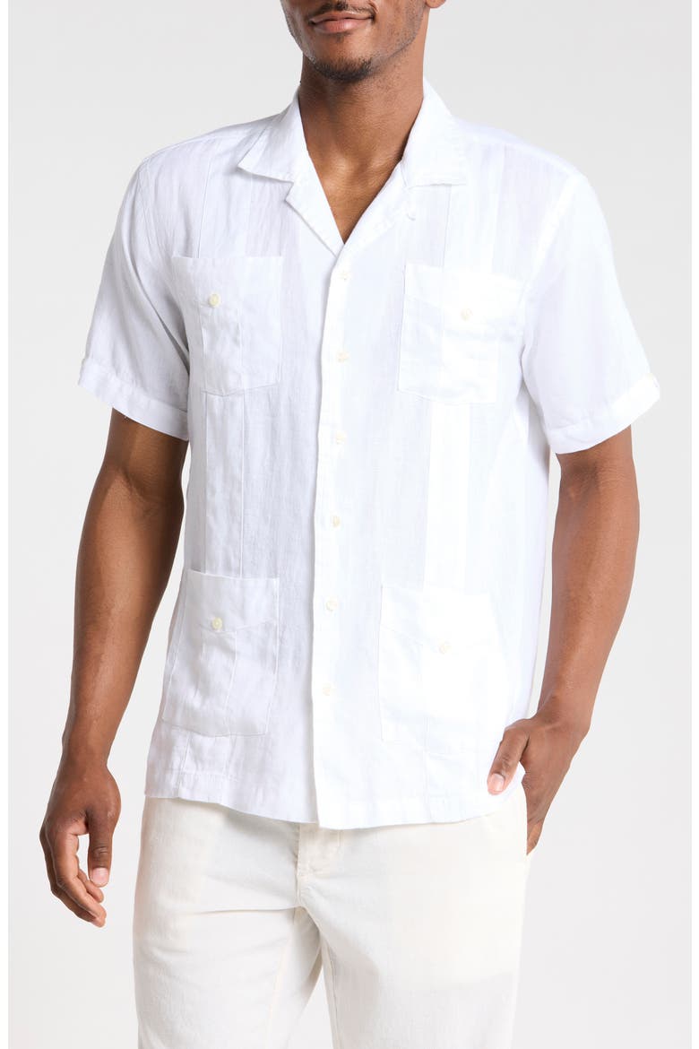 Linen Guayabera Shirt, Main, color, WHITE