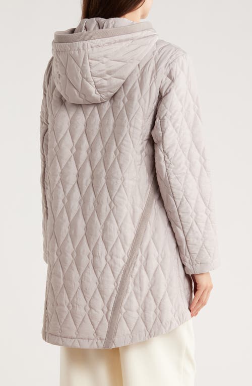 Bernardo Midlength Diamond Quilted Jacket In Gray