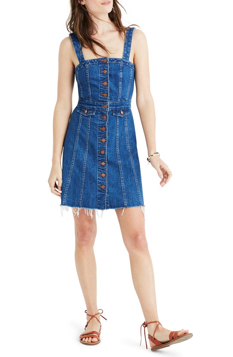 Madewell Raw Edge Denim Dress, Main, color, 