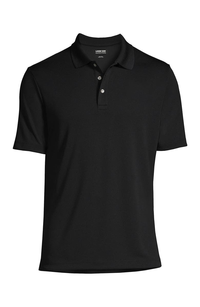 Lands' End Short Sleeve Solid Active Polo Shirt, Alternate, color, Black
