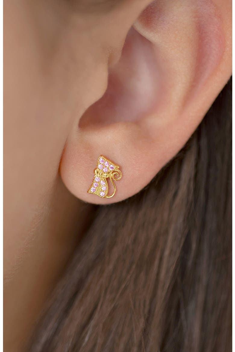 Sassy Kitty Cat Plated Earrings, Alternate, color, Pink