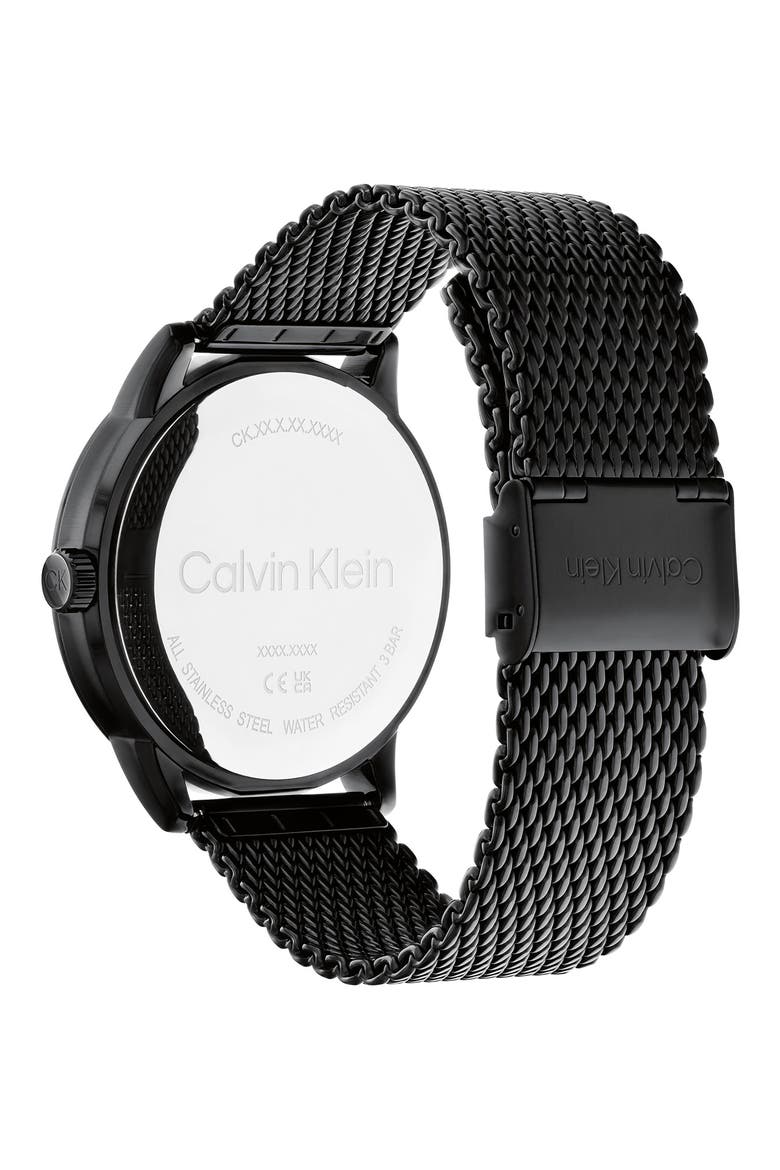 CK Brave Mesh Strap Watch, 43mm, Alternate, color, BLACK