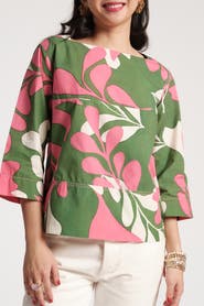 Frances Valentine Carly Top Mid-Century Palm