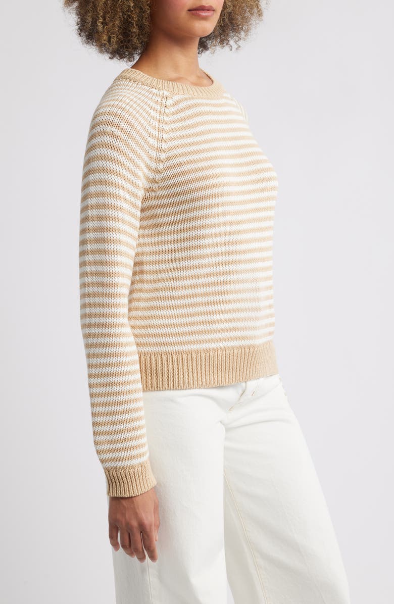 Caslon<sup>®</sup> Stripe Pima Cotton Sweater, Alternate, color, Tan- Ivory Emily Stripe