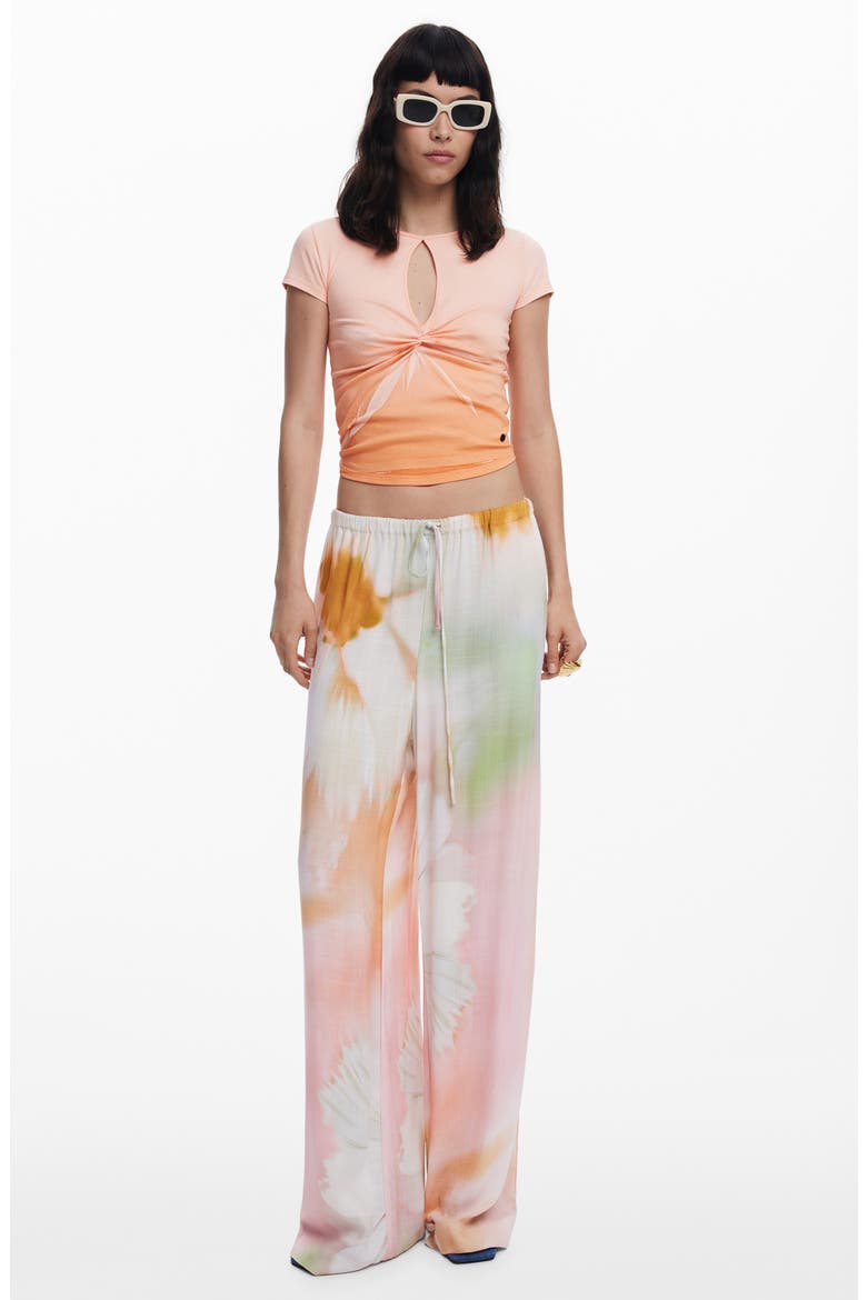 Keyhole Twist Ombré T-Shirt, Alternate, color, LIGHT PINK