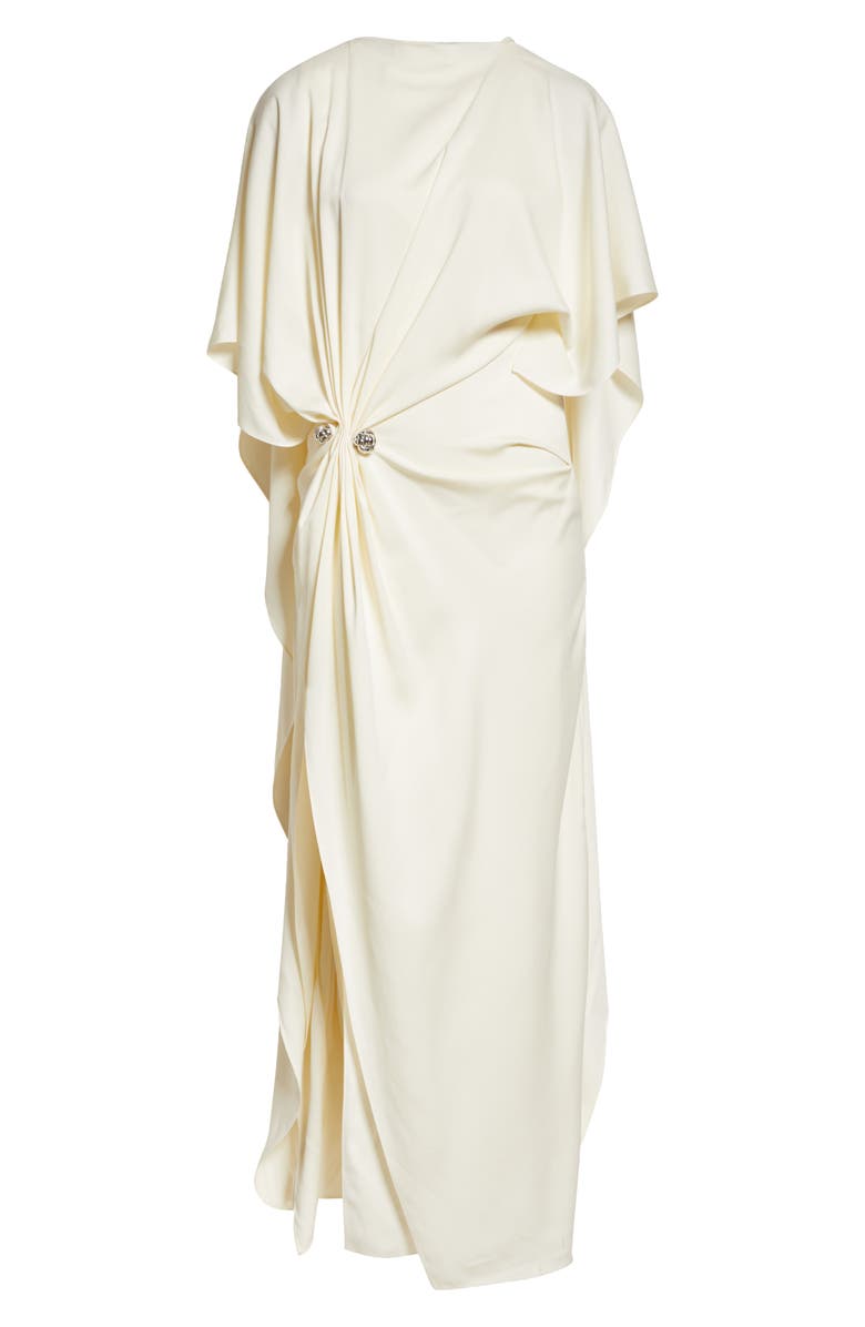 Brandon Maxwell Lucia Draped Crepe Cape Evening Dress, Alternate, color, Ivory