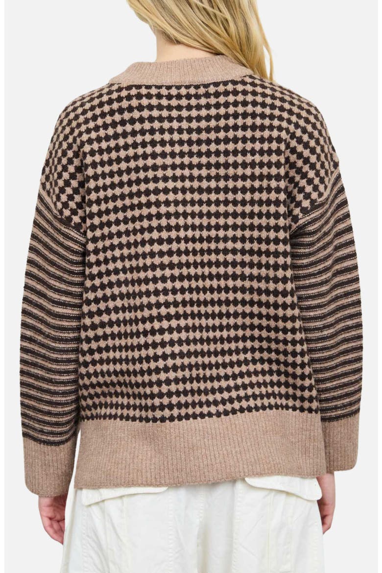 Houndstooth Stripe Sweater, Alternate, color, BROWN