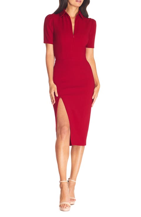 Gloria Front Zip Sheath Dress