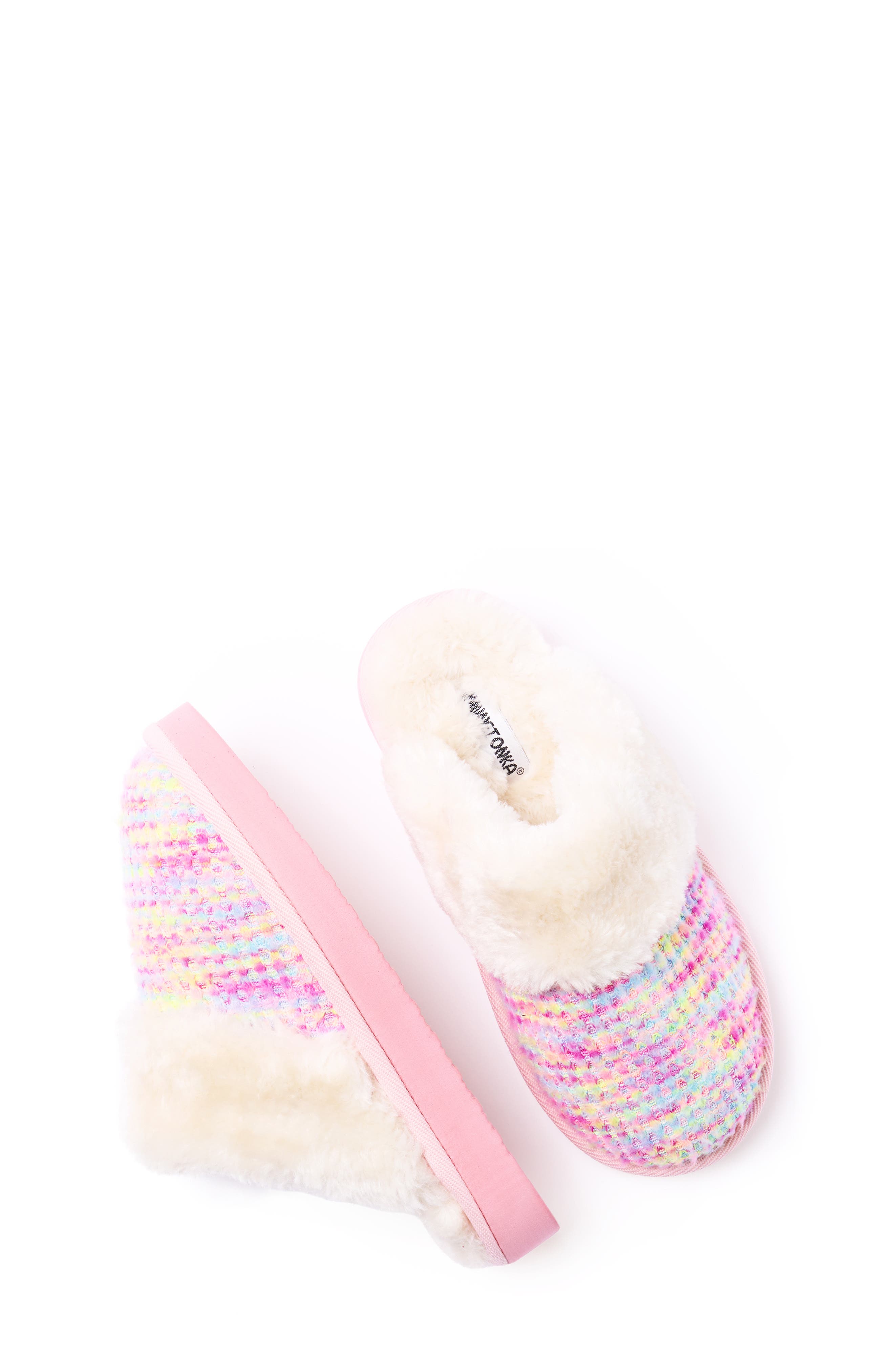 Kids' Bright Multi Scuff Slipper, Alternate, color, BRIGHT PINK MULTI