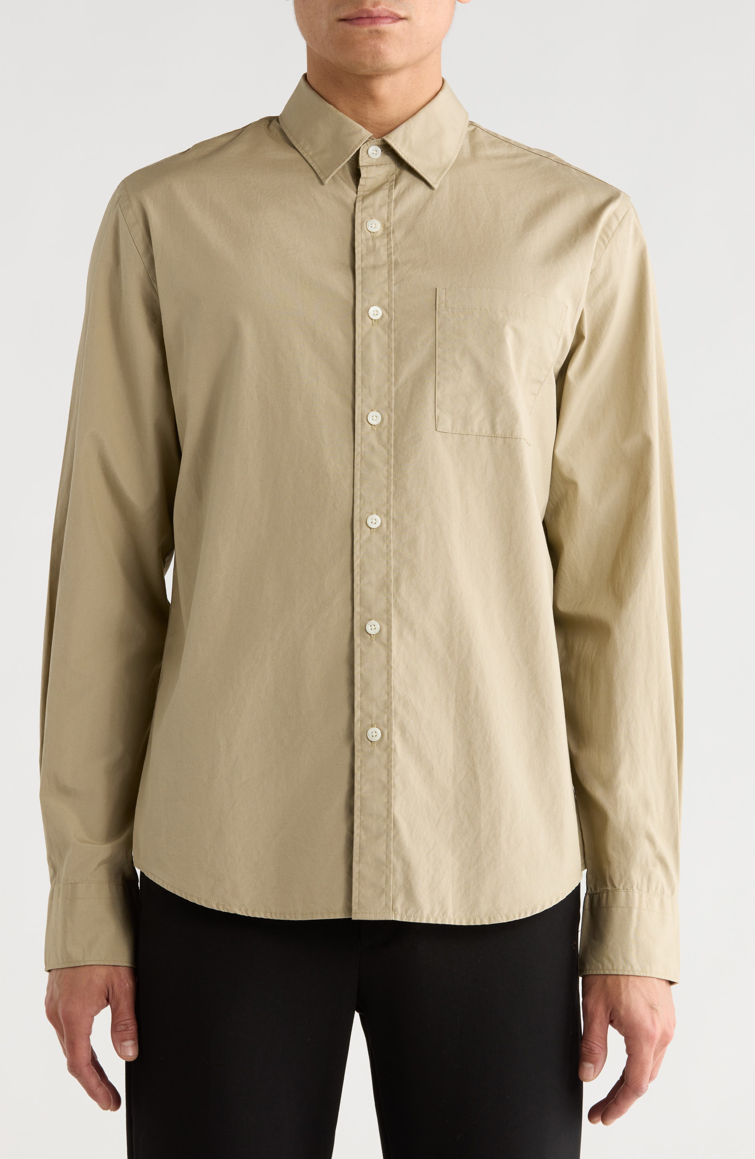 Vince Poplin Long Sleeve Classic Fit Button-Up Shirt