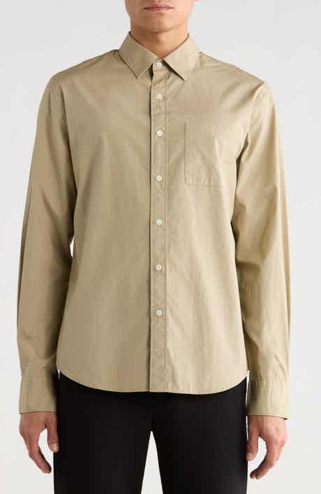 Vince Poplin Long Sleeve Classic Fit Button-Up Shirt