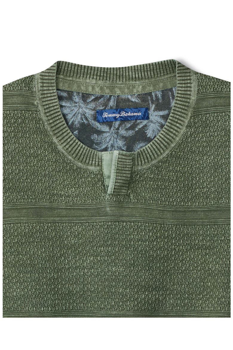 Saltwater Tide Abaco Cotton Split Neck Sweater, Alternate, color, DARK JADE