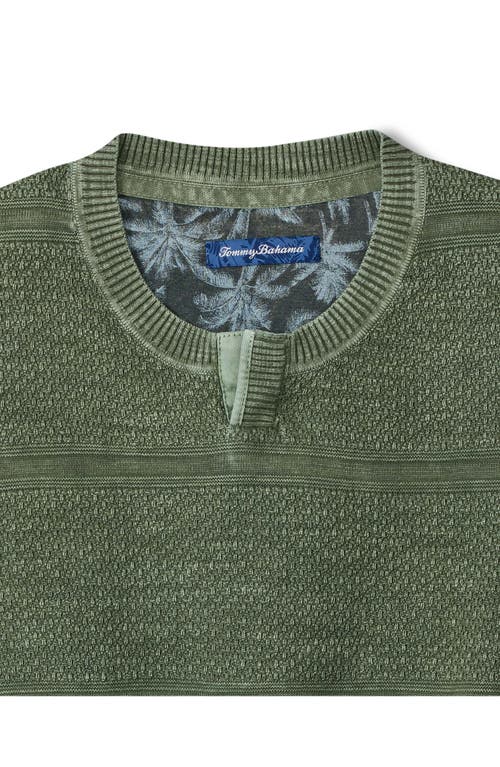 Tommy Bahama Saltwater Tide Abaco Cotton Split Neck Sweater In Green
