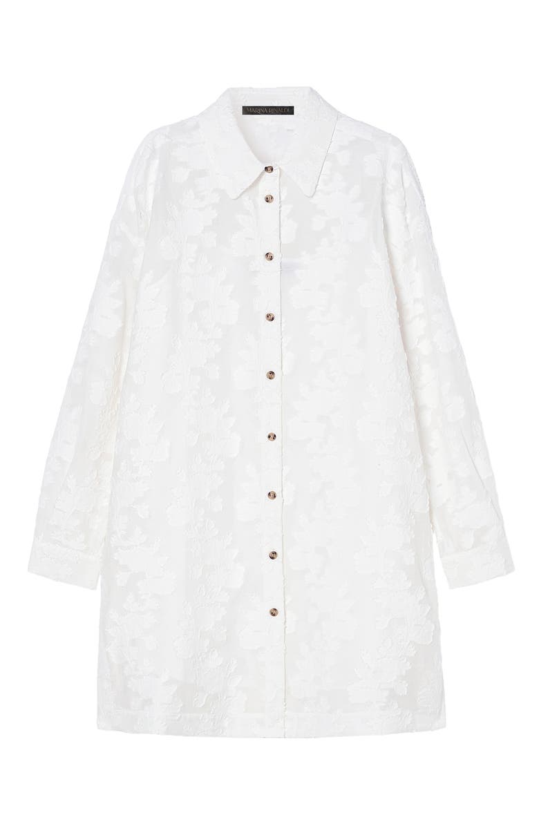 Marina Rinaldi Gessati Floral Jacquard Tunic Shirt, Alternate, color, White