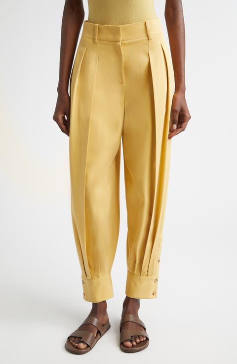 Cuffed Silk Gabardine Carrot Pants